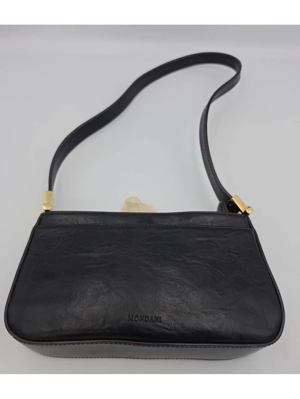 Vintage Mondani New York Handbag Simulated Leather Shoulder Bag Black Colorblock